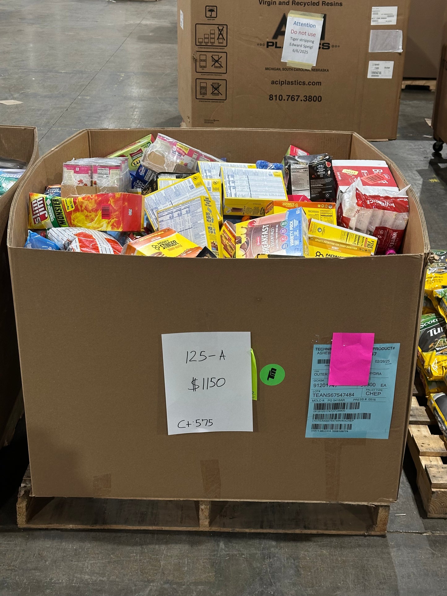 Perishable Goods Pallet – Honey Stinger, Snacks, & Beverages – 125-A